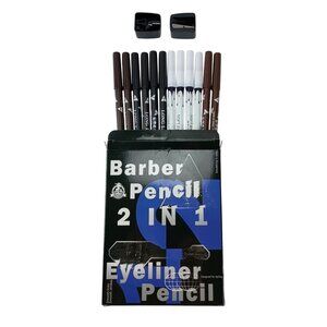 12pk White & Colored Barber Pencil Eyeliner Set w/ Sharpeners – Beard Outline To